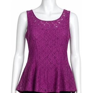Y2K CAbi Top Size M Purple Peplum Lace Sheer Style #131  Babydoll Coquette Vamp